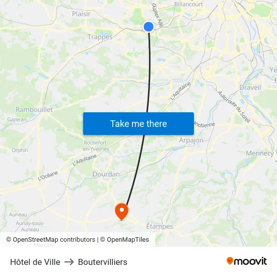 Hôtel de Ville to Boutervilliers map