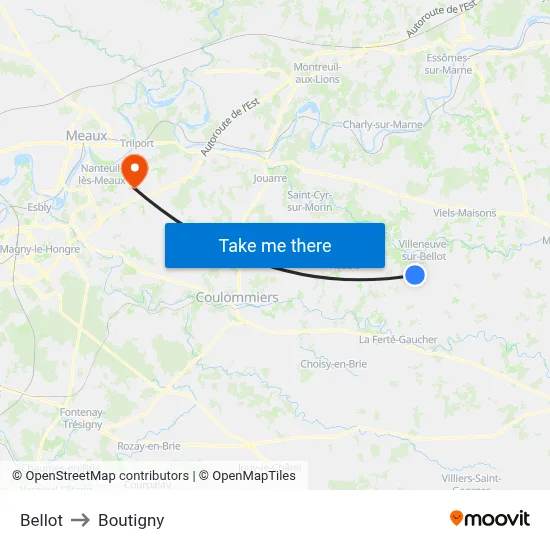 Bellot to Boutigny map