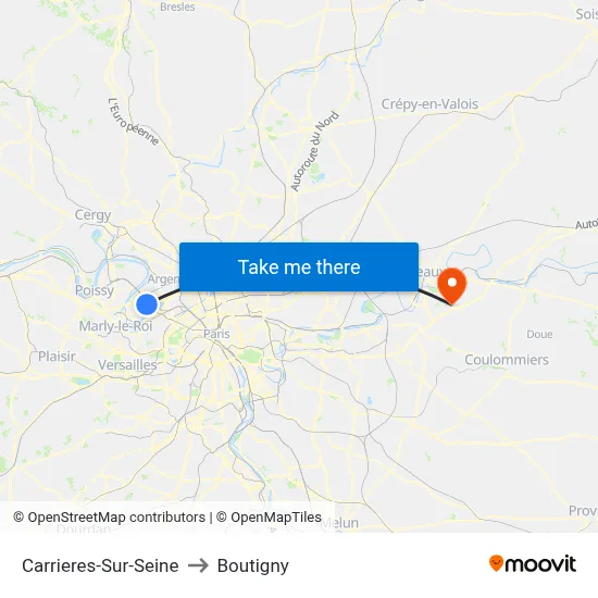 Carrieres-Sur-Seine to Boutigny map