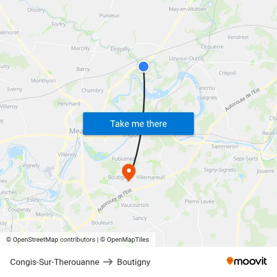 Congis-Sur-Therouanne to Boutigny map