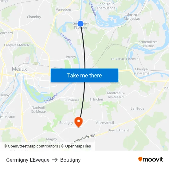 Germigny-L'Eveque to Boutigny map