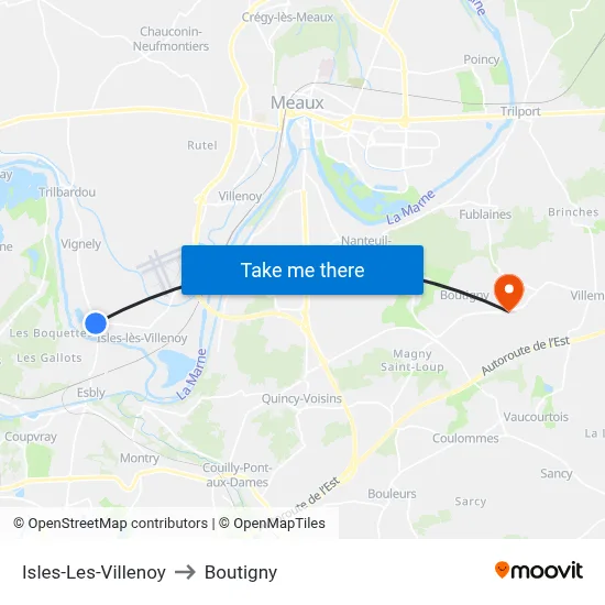 Isles-Les-Villenoy to Boutigny map