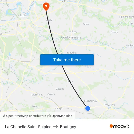 La Chapelle-Saint-Sulpice to Boutigny map