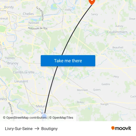 Livry-Sur-Seine to Boutigny map