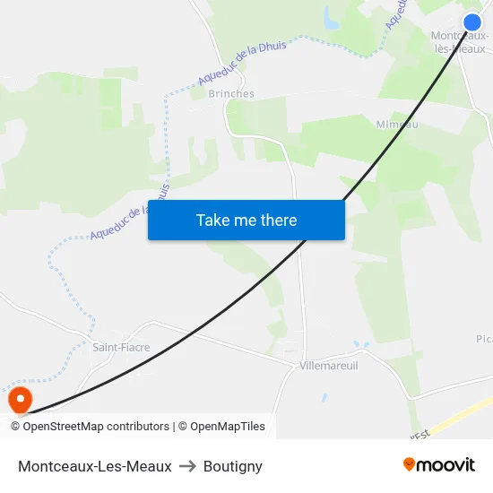 Montceaux-Les-Meaux to Boutigny map