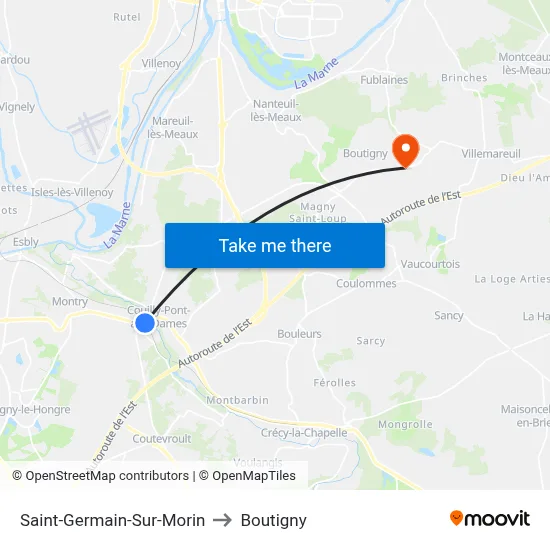 Saint-Germain-Sur-Morin to Boutigny map