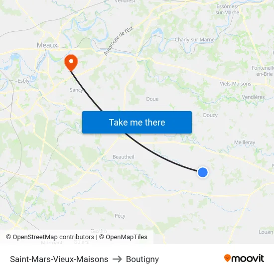 Saint-Mars-Vieux-Maisons to Boutigny map