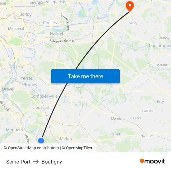 Seine-Port to Boutigny map