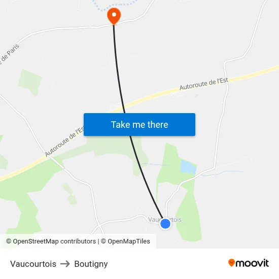 Vaucourtois to Boutigny map