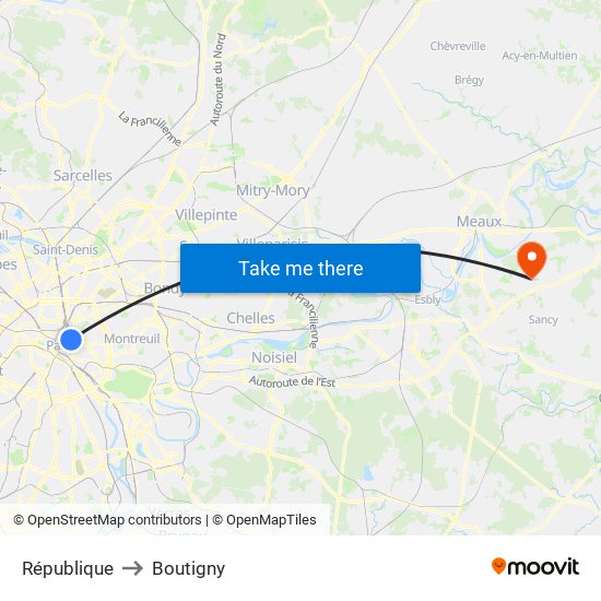 République to Boutigny map