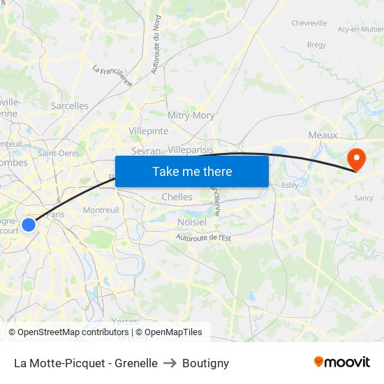 La Motte-Picquet - Grenelle to Boutigny map
