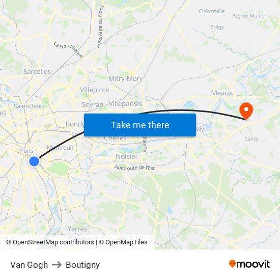 Van Gogh to Boutigny map