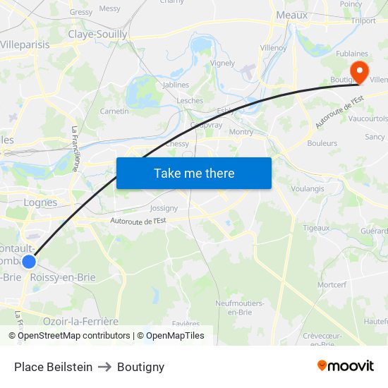 Place Beilstein to Boutigny map