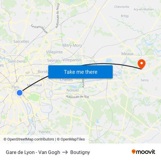 Gare de Lyon - Van Gogh to Boutigny map