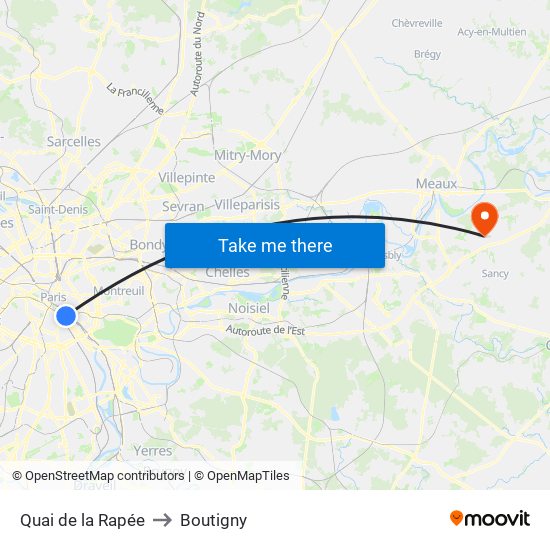 Quai de la Rapée to Boutigny map