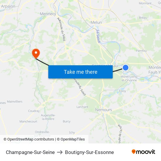 Champagne-Sur-Seine to Boutigny-Sur-Essonne map