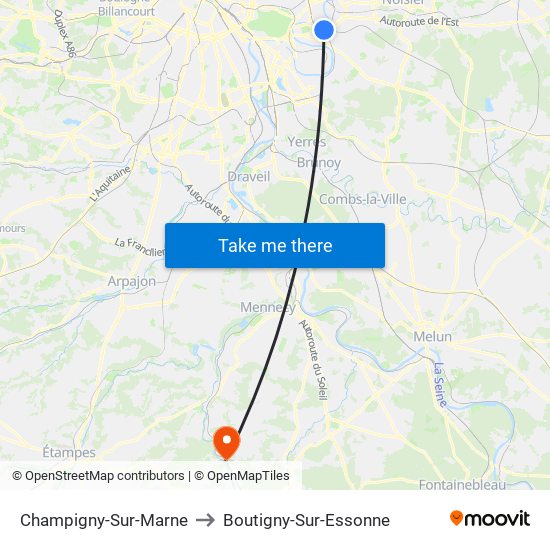 Champigny-Sur-Marne to Boutigny-Sur-Essonne map