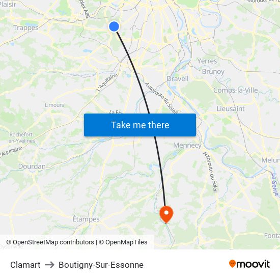 Clamart to Boutigny-Sur-Essonne map