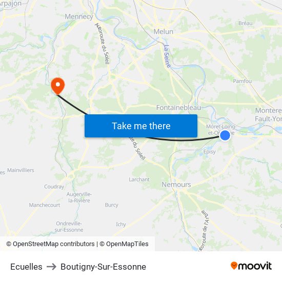 Ecuelles to Boutigny-Sur-Essonne map
