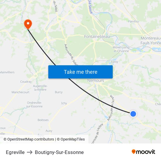 Egreville to Boutigny-Sur-Essonne map