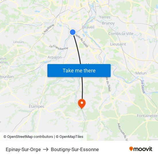 Epinay-Sur-Orge to Boutigny-Sur-Essonne map