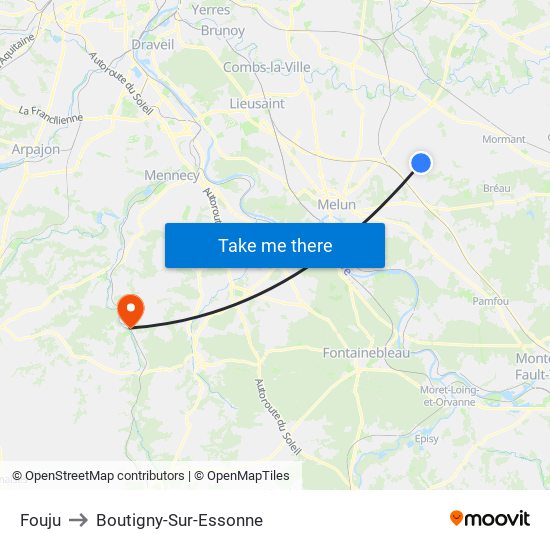 Fouju to Boutigny-Sur-Essonne map