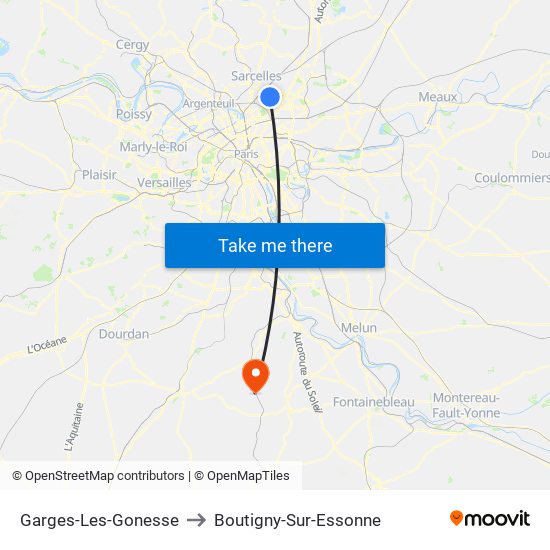 Garges-Les-Gonesse to Boutigny-Sur-Essonne map