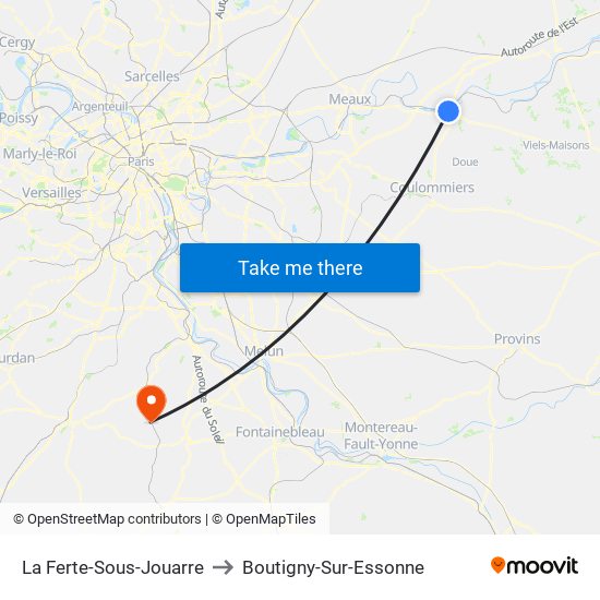 La Ferte-Sous-Jouarre to Boutigny-Sur-Essonne map