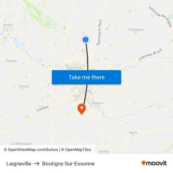 Laigneville to Boutigny-Sur-Essonne map