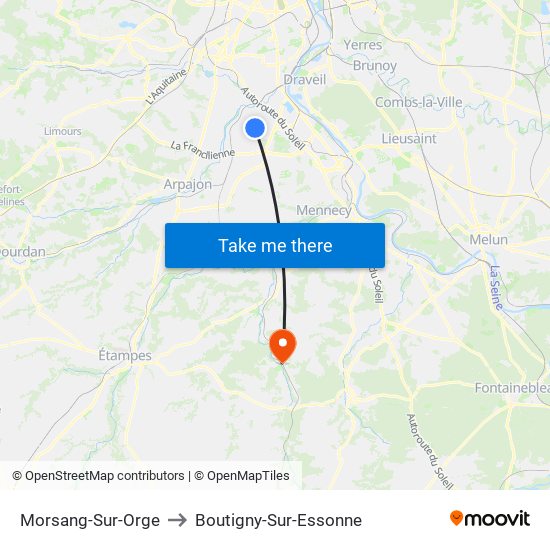Morsang-Sur-Orge to Boutigny-Sur-Essonne map
