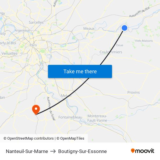 Nanteuil-Sur-Marne to Boutigny-Sur-Essonne map
