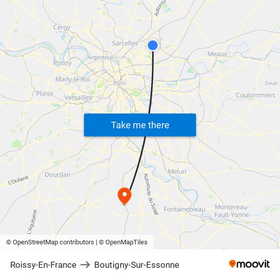 Roissy-En-France to Boutigny-Sur-Essonne map