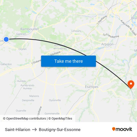 Saint-Hilarion to Boutigny-Sur-Essonne map