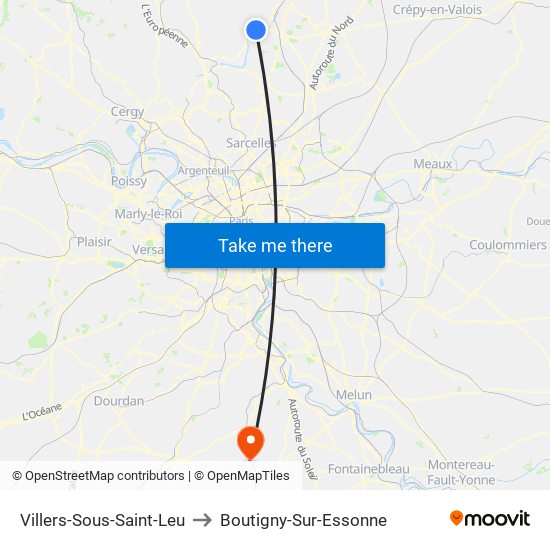 Villers-Sous-Saint-Leu to Boutigny-Sur-Essonne map