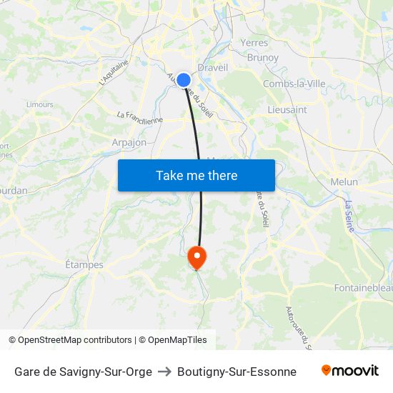 Gare de Savigny-Sur-Orge to Boutigny-Sur-Essonne map