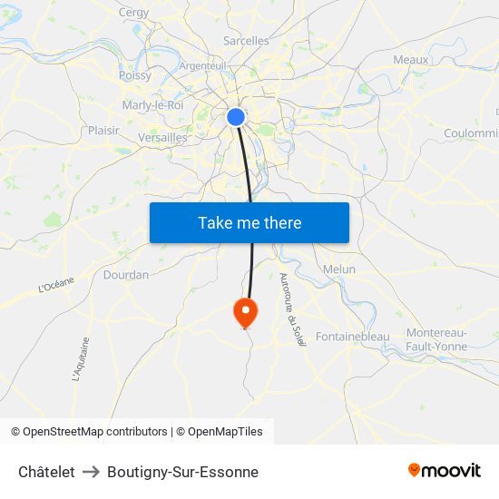 Châtelet to Boutigny-Sur-Essonne map