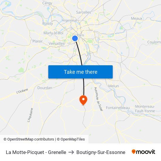 La Motte-Picquet - Grenelle to Boutigny-Sur-Essonne map