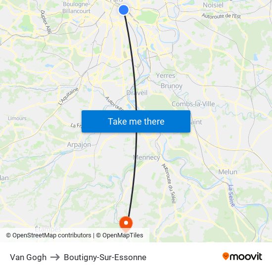Van Gogh to Boutigny-Sur-Essonne map