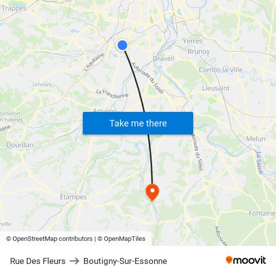 Rue Des Fleurs to Boutigny-Sur-Essonne map