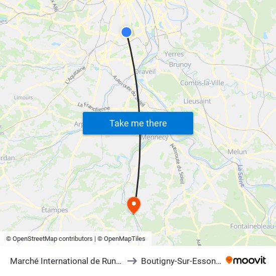Marché International de Rungis to Boutigny-Sur-Essonne map