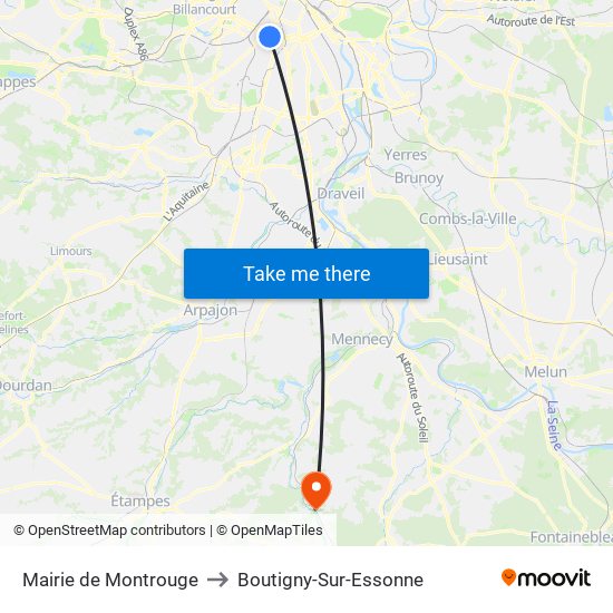 Mairie de Montrouge to Boutigny-Sur-Essonne map