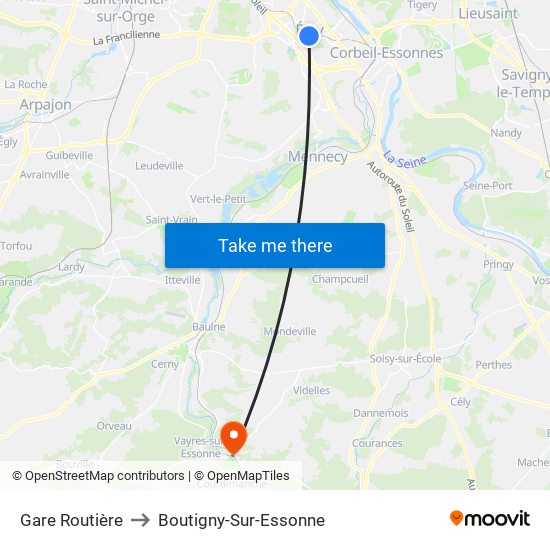 Gare Routière to Boutigny-Sur-Essonne map