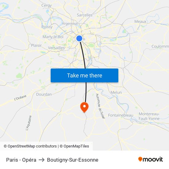 Paris - Opéra to Boutigny-Sur-Essonne map