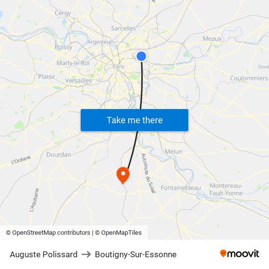 Auguste Polissard to Boutigny-Sur-Essonne map