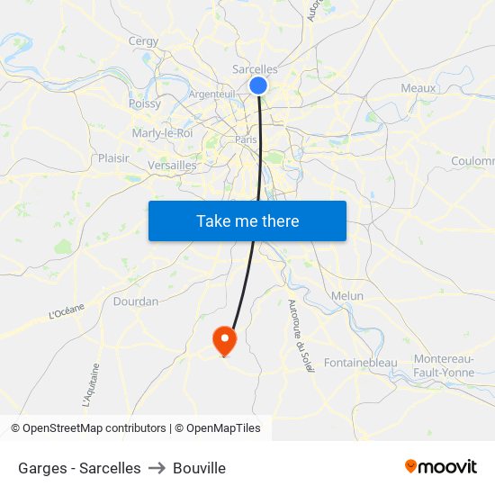 Garges - Sarcelles to Bouville map