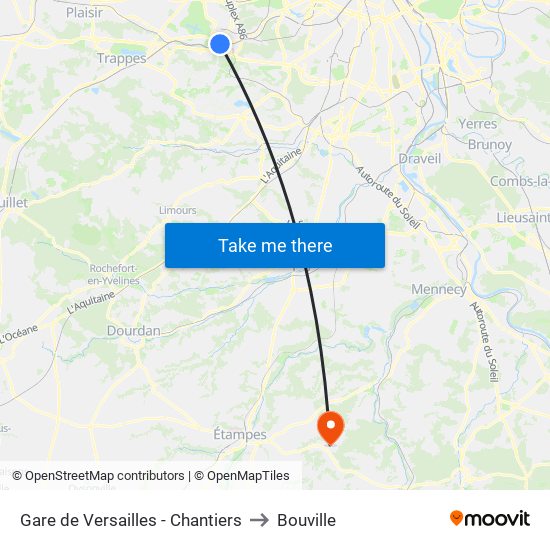 Gare de Versailles - Chantiers to Bouville map