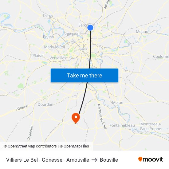 Villiers-Le-Bel - Gonesse - Arnouville to Bouville map