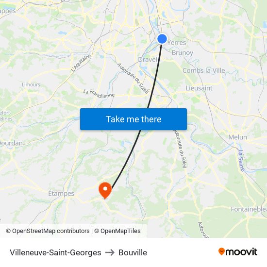 Villeneuve-Saint-Georges to Bouville map