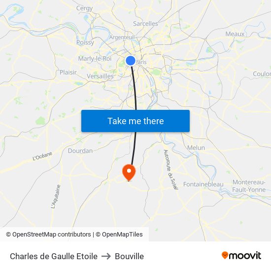 Charles de Gaulle Etoile to Bouville map
