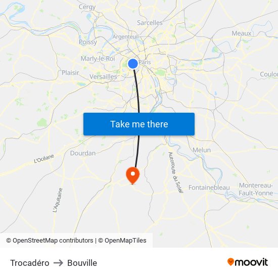 Trocadéro to Bouville map
